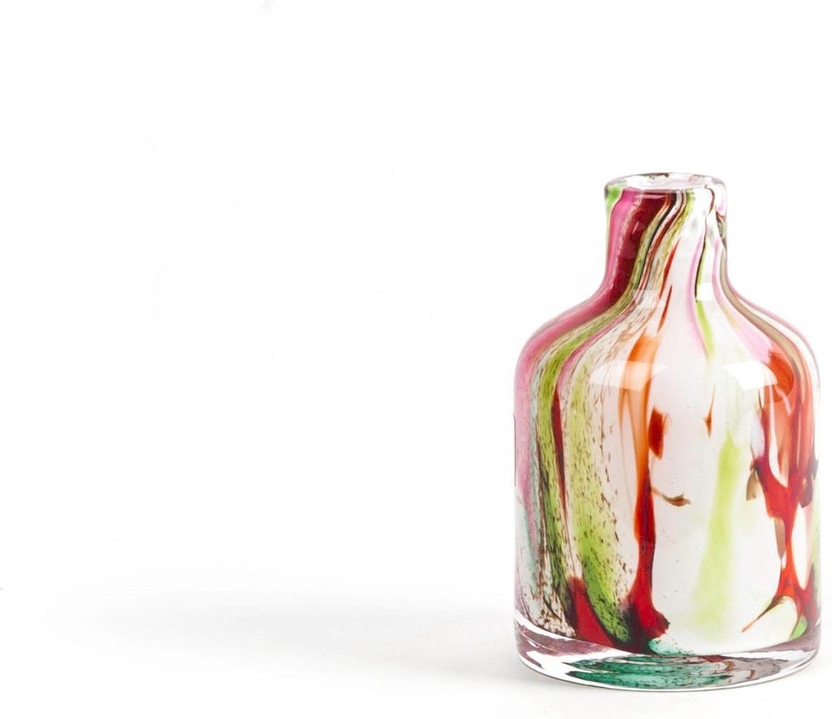 Fidrio Design vaas Bottled MIXED COLOURS glas mondgeblazen bloemenvaas hoogte 13 cm