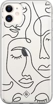 iPhone 11 transparant hoesje - Abstract faces | Apple iPhone 11 case | TPU backcover transparant