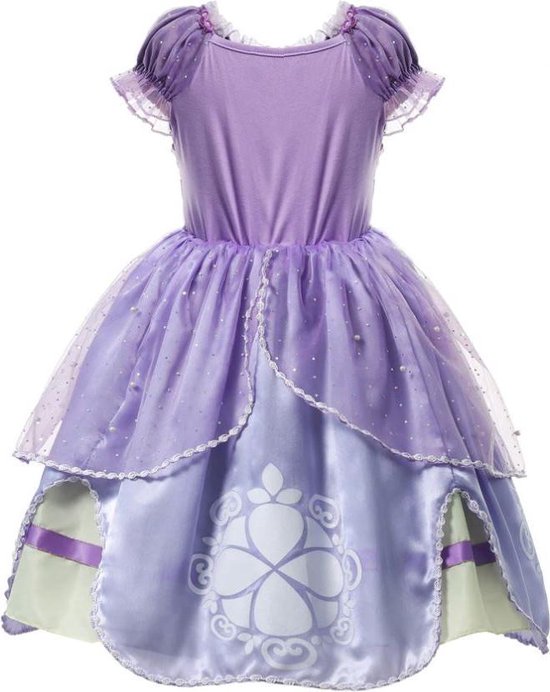 Prinsessen jurk Deluxe verkleedjurk 98-104 (110) roze kroon verkleedkleding | bol.com