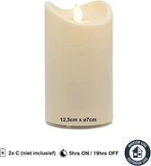 LED kaars ivoor met vlam effect - voor buiten en binnen - 7 x 12,5cm