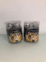 Kersballenslinger met LED. Zilver. 2 stuks