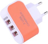 3 USB oplader stekker orange voor telefoons, tablets en ipad!!