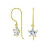 Joy|S - Zilveren classic ster oorbellen zirkonia oorhangers 14k goudplating