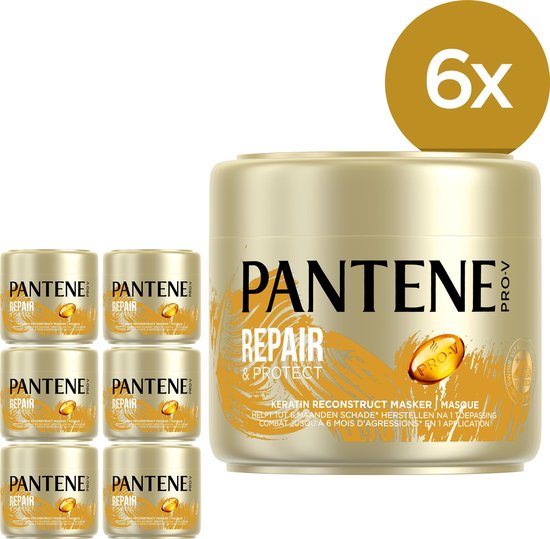 Pantene Pro-V Repair & Protect Keratine Behandeling Herstellend Haarmasker - Voor Beschadigd Haar - Voordeelverpakking - 6x300 ml