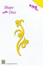 SD002 Snijmal Nellie Snellen takje met bloemen - Shape Die - Flower Swirl 2,5 x 7,5