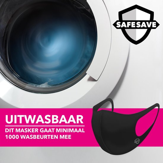 SAFESAVE mondkapjes wasbaar en herbruikbaar-100% neopreen mondkapje-niet medisch mondmasker-3 stuks-Zwart