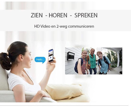 EKEN V5 video deurbel met camera + inclusief Oplaadbare Batterijen + Inclusief Gong + Nederlandse gebruiksaanwijzing - EKEN