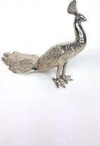 Pauw Solid Nickel 31.5x12x20cm - decoratie - vogel - nikkel - versiering