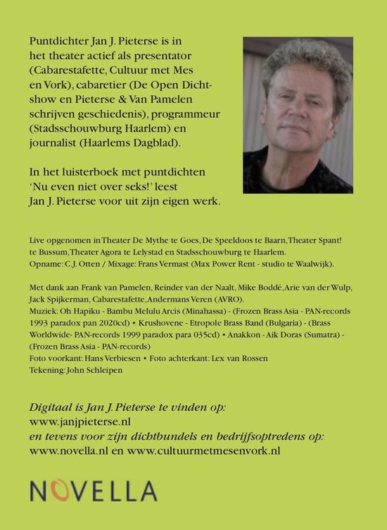 Jan J. Pieterse | Nu even niet over seks! - Lezen met je oren - Luisterboek op cd, light verse en plezierdichten