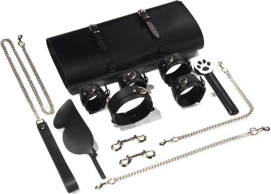 Pagaie de fessée en cuir de vache véritable forme ronde et 9