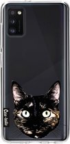 Casetastic Samsung Galaxy A41 (2020) Hoesje - Softcover Hoesje met Design - Peeking Kitty Print