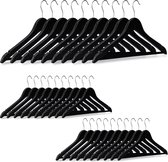 Relaxdays 30x kledinghanger hout - set - broeklat - kleerhangers - klerenhangers - zwart