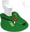 Afbeelding van het spelletje Firsttee - Toilet golf - Golfspel toilet - WC spel - Golfspelletjes - Toilet pret - Golfspel binnen - Mini golfset - Spellen - Fungolf - Sport Speelgoed - Oefenset - Putting - Grappige cadeaus - Mini golf - WC golf - Toilet spel - Accessoires cadeau