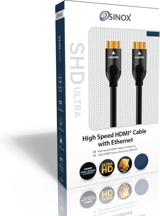 Sinox - HDMI Kabel - SHD Ultra - versie 2.0b (4K 60Hz + HDR) - Lengte 3 meter | bol.com