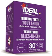 Peinture textile idéale Violet - 230 grammes - Machine à laver - Tout en 1 - 30ºC - Utilisation simple et écologique