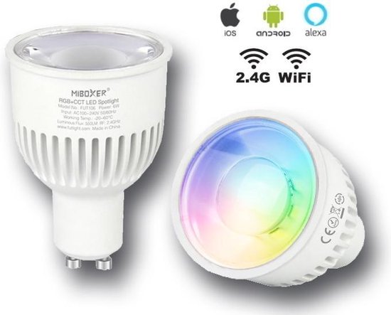 Boxer - Mi-Light 6W RGB+CCT LED Spot - RGB - Wifi LED Lamp - GU10 Led Lamp | bol.com