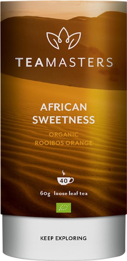 Foto: Teamasters african sweetness 60g biologische losse thee rooibos sinaasappel thee ijsthee winter