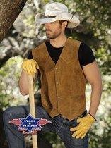 Western Gilet, 100% Leer, ALABAMA Stars & Stripes Bruin M