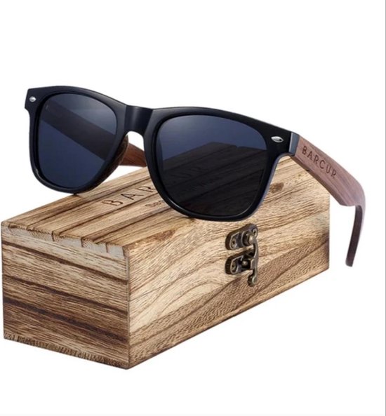 zwart houten zonnebril Accessoires Zonnebrillen & Eyewear Zonnebrillen ronde gekerfde brug hout unisex zonnebril 