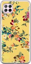 Huawei P40 Lite hoesje siliconen - Floral days | Huawei P40 Lite case | geel | TPU backcover transparant