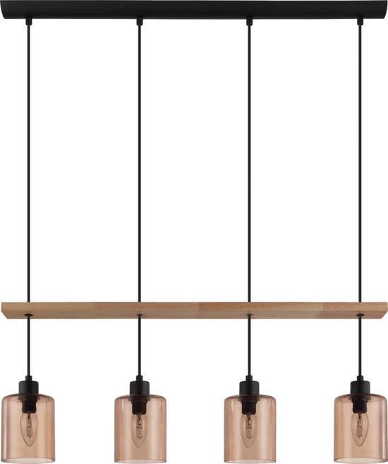 EGLO Coolmont - Lampe à suspension - E14 - 77,5 cm - Noir / Nature