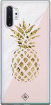 Samsung Note 10 Plus hoesje siliconen - Ananas | Samsung Galaxy Note 10 Plus case | Roze | TPU backcover transparant