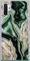 Samsung Note 10 Plus hoesje siliconen - Groen marmer / Marble | Samsung Galaxy Note 10 Plus case | groen | TPU backcover transparant