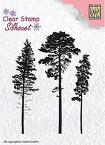 SIL037 - 3 Pinetrees - clearstamp Nellie Snellen - stempel kerst bomen dennenbomen