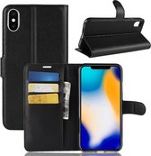 Litchi Texture horizontale flip lederen tas voor iPhone XS Max 6.5 inch, met portemonnee en houder en kaartsleuven (zwart)