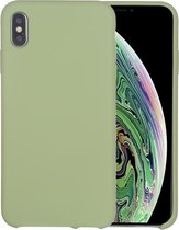 Pure Color Liquid Silicone + PC Dropproof Protective Back Cover Case voor iPhone X / XS (Mintgroen)