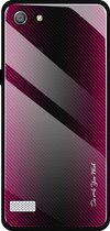 Voor OPPO A33 Texture Gradient Glass Protective Case (Rose Red)
