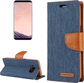 GOOSPERY CANVAS DAGBOEK voor Galaxy S8 canvas textuur horizontale flip lederen tas met kaartsleuven & portemonnee en houder (marineblauw)