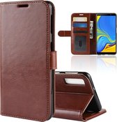 R64 Texture Single Fold Horizontal Flip Leather Case voor Galaxy A7 (2018), met houder & kaartsleuven & portemonnee (bruin)