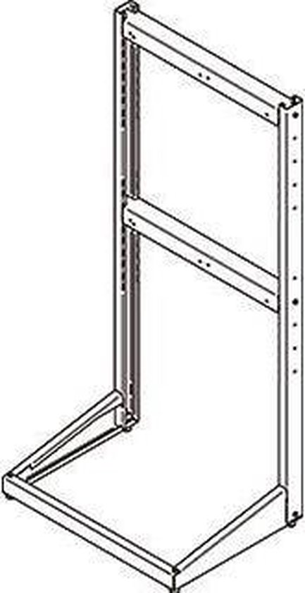 Zwart metalen montageframe voor apparatuur.