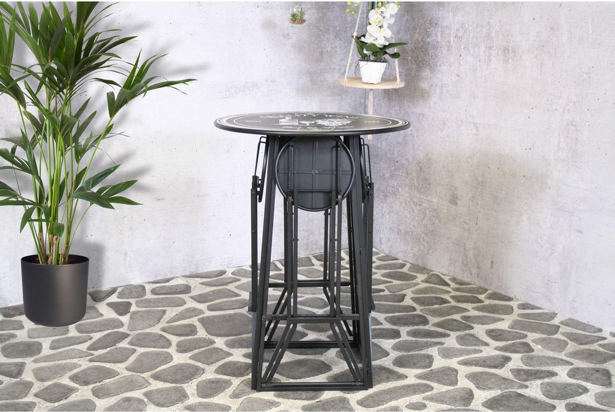 Sens-Line Columbus Ensemble bar pliable 4 personnes - Noir