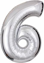 DW4Trading® Cijfer ballon 6 zilver 40cm