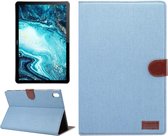 Dibase Denim Texture Horizontal Flip PC + PU lederen tas met houder & kaartsleuven & slaap- / wekfunctie voor Huawei MediaPad M6 10.8 (lichtblauw)