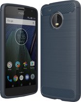 Voor Motorola Moto G ï¼ˆ5th Gen.ï¼‰ Geborsteld koolstofvezel textuur schokbestendig TPU beschermhoes (blauw)