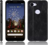 Voor Google Pixel 3a XL schokbestendig naaien koe patroon huid PC + PU + TPU Case (zwart)