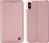 Voor iPhone XR GEBEI schokbestendig TPU + PU horizontaal flip lederen hoesje met kaartsleuven en houder (rose goud)