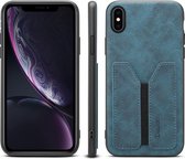 PU + TPU beschermhoes met kaartsleuven voor iPhone XR (blauw)