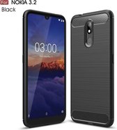 Brushed Texture Carbon Fiber TPU Case voor Nokia 3.2 (Zwart)