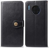 Voor Huawei Mate 30 Pro Retro effen kleur lederen gesp telefoonhoes met lanyard & fotolijst & kaartsleuf & portemonnee & standaardfunctie (zwart)