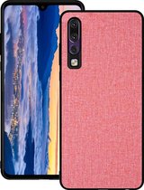 Schokbestendige doek textuur pc + tpu beschermhoes voor Huawei P30 (roze)