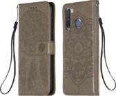 Voor Galaxy A21 Dream Catcher afdrukken Horizontale flip lederen tas met houder & kaartsleuven & portemonnee & lanyard (grijs)