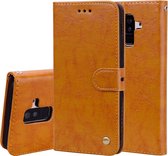 Business Style Oil Wax Texture Horizontal Flip Leather Case voor Galaxy A6 Plus (2018), met houder & kaartsleuven & portemonnee (bruin)