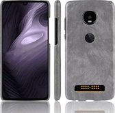 Shockproof Litchi Texture PC + PU Case voor Motorola Moto Z4 Play (grijs)