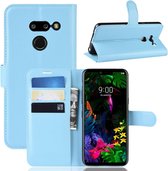 Litchi Texture horizontale flip lederen tas voor LG G8 ThinQ, met portemonnee en houder en kaartsleuven (blauw)