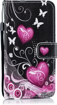 Little Peach Heart Pattern Horizontale Flip Leather Case voor LG V40 ThinQ, met houder & kaartsleuven & portemonnee