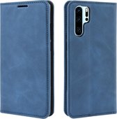 Retro-skin zakelijke magnetische zuignap Case met portemonnee-beugel-houder voor Huawei P30 Pro (zeeblauw)